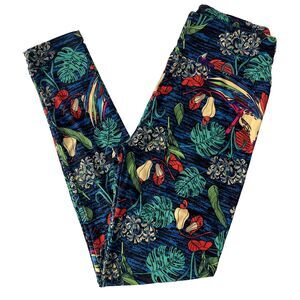 Lularoe PLANT LOVER Leggings OS One Size‎ Monstera Tropical Bird